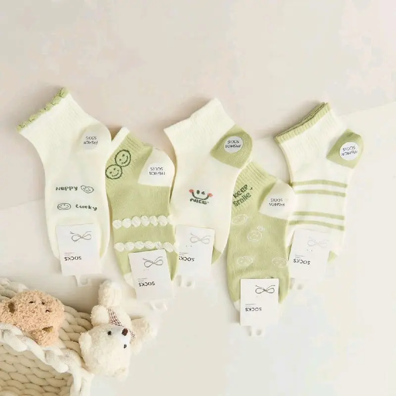 Sét 5 đôi Tất Cotton Gấu Hồng Cherry 0