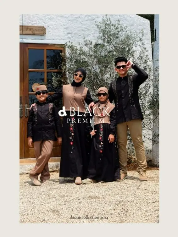 [RUMAH DANNIS]  SALE Couple Sarimbit Busana Pakaian Koko Dres Abaya Gamis Setelan baju Muslim anak laki laki perempuan Dewasa Dannis D'Black Premium Diskon 15%