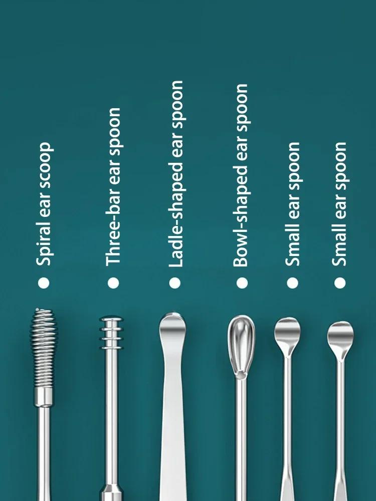 Product Introduction of 6PCS Stainless Steel Earpick Ear Cleaner Spoon Ear Care Cleaning Tool Earwax Removal Kit Ear Pick Remover Clean Health Tools Brush 26