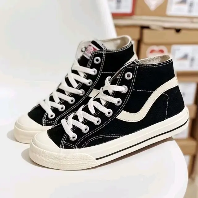 New!! Ventela High Publik Black Natural Sepatu Ventela Hitam Putih Pria Wanita Casual Sneakers Shoes 0