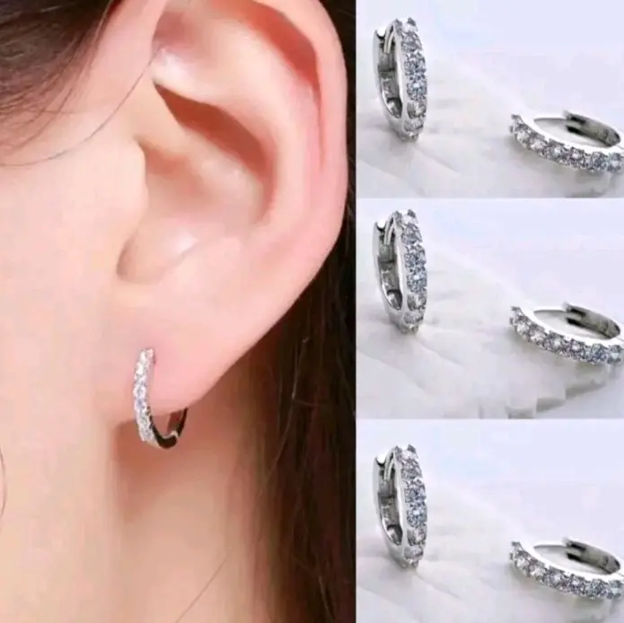 anting wanita dewasa motif baris satu silver titanium anti luntur