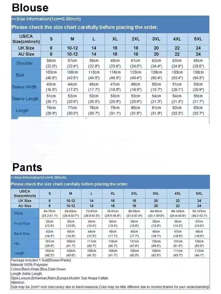 Product Introduction of Soild Color Muslim Long Sleeve Long Pants Shirt Set Pleated Blouse Pants Set 0