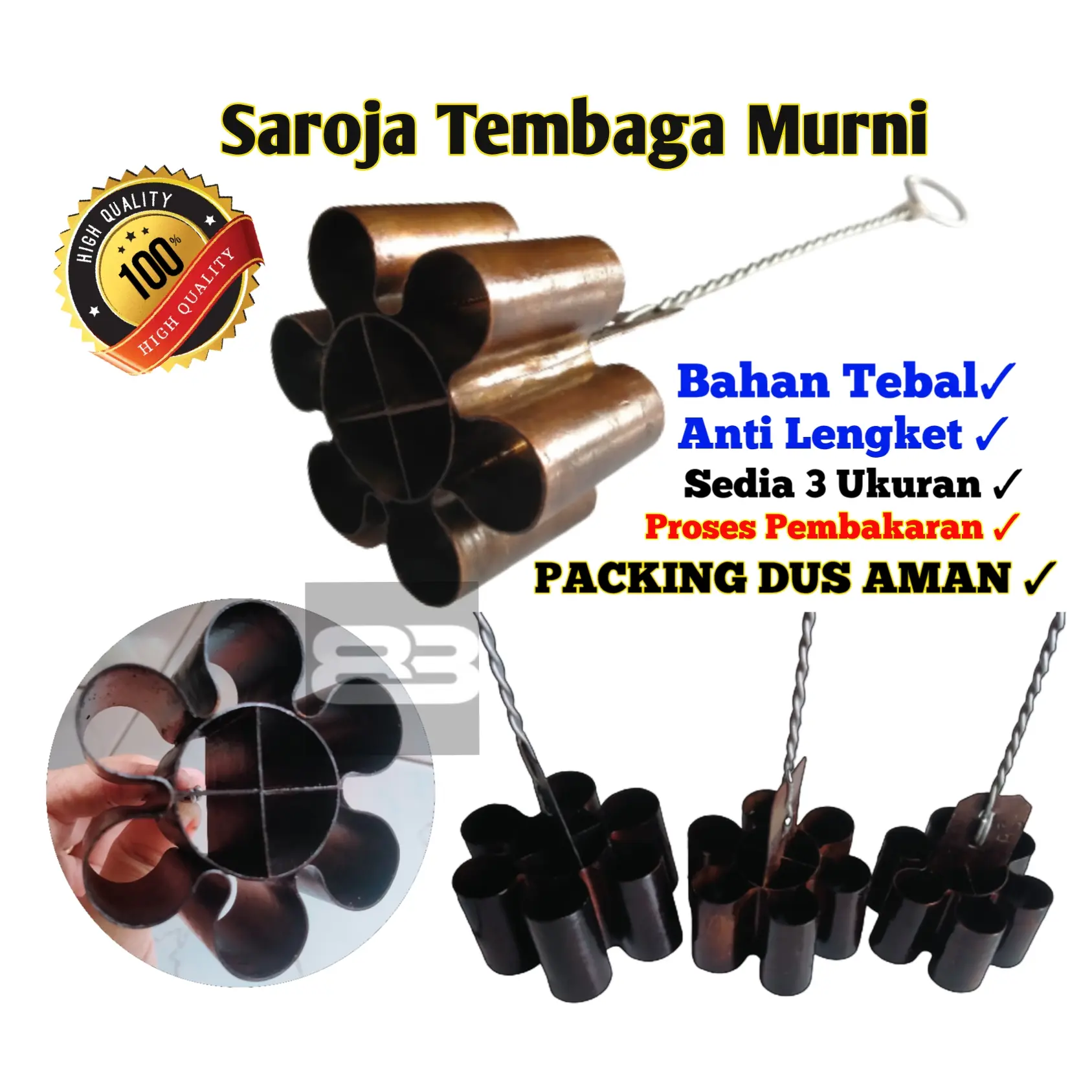 Cetakan Seroja Tembaga Murni Hitam Cetakan Kembang Goyang High Quality Anti Lengket Tebal