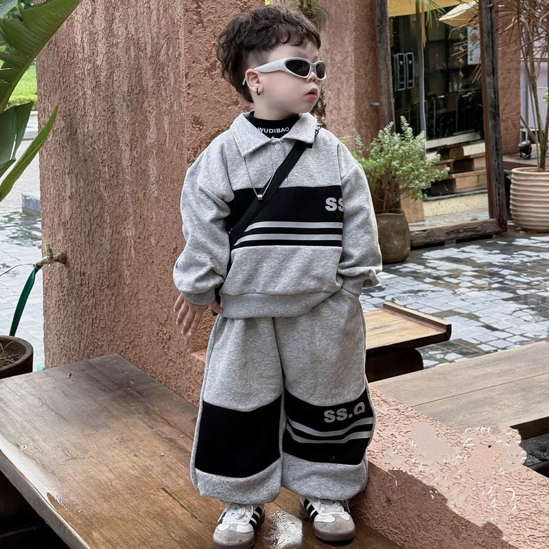 Bộ Quần Áo Thu Đông Trẻ Em Cổ Polo Cho Bé Trai MS2 Chất Liệu Nỉ Bông Tàu Mềm Mại Thoải Mái Phù Hợp Từ 14-45kg