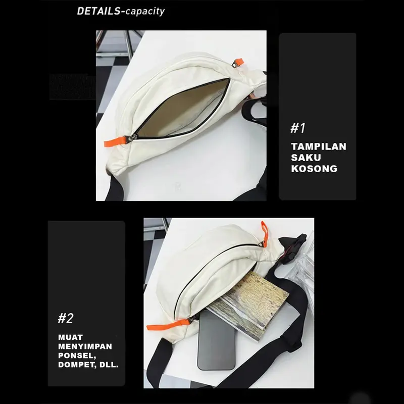 Tas Selempang Tas Bahu Pria Wanita Korean Stylis SlingBag WaistBag Unisex Terabru-LW-3 Pinggang Cowok 2