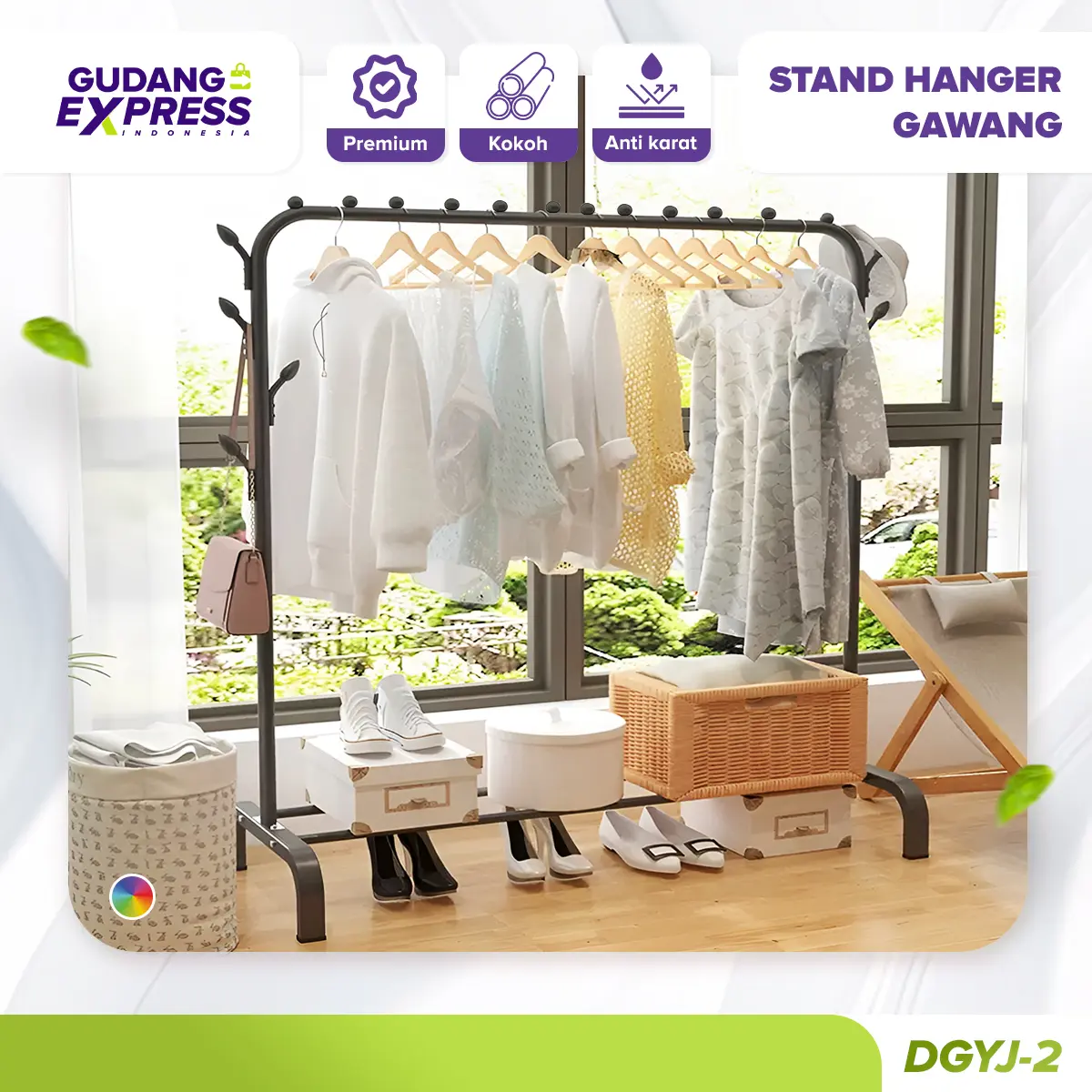 GEI - Gantungan Pakaian Model Gawang Gantungan Baju Bahan Besi / Stand Hanger Single Rak Untuk Sepatu