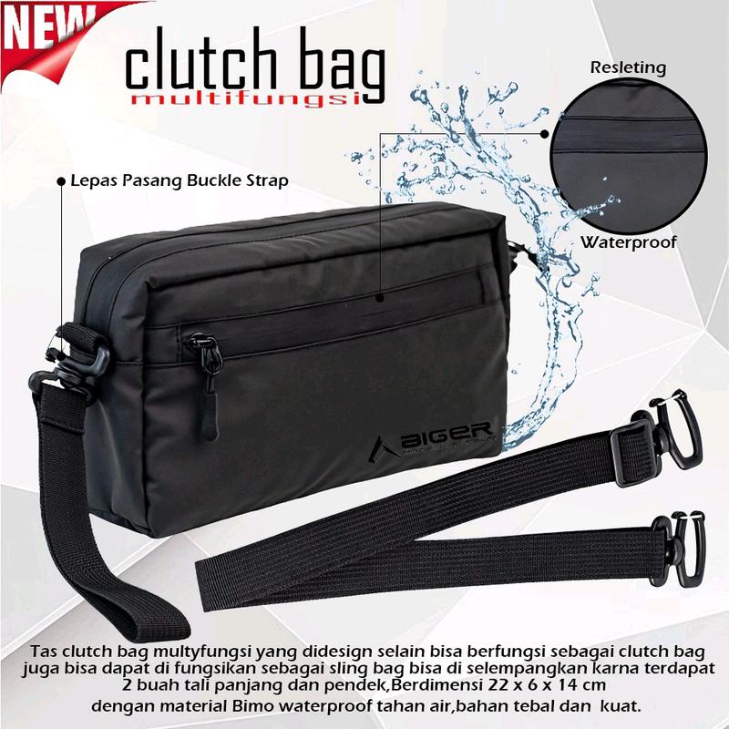 Tas Handbag Pria Multifungsi Clutch Bag Waterproof Anti Air Tas Selempang Pria Warna Hitam 2