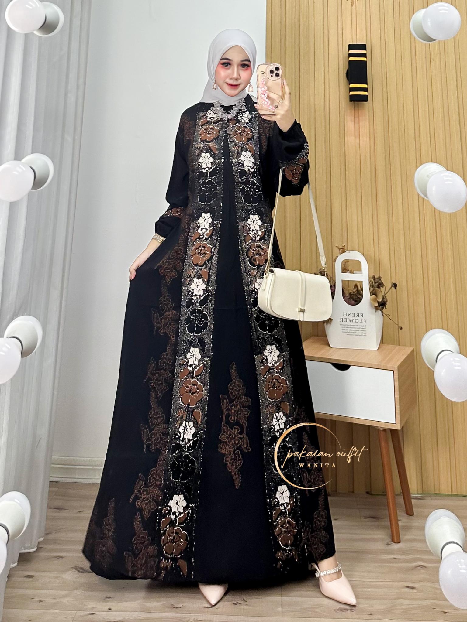 Terbaru Pakaian Wanita Gamis Rayon Super Premium New Motif Sintia Abstrak Karet Muslim Tebal Dress