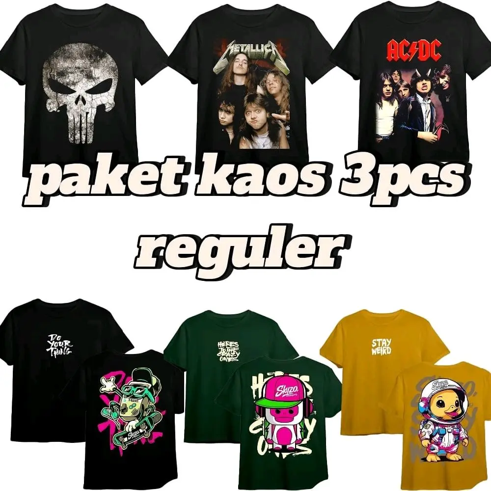 kaos reguler cotton combed 30s premium paket 3pcs Unisex