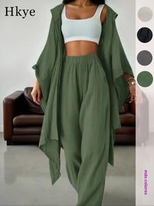 Conjunto casual de dos piezas para mujer, pantalón de pierna ancha y chaqueta holgada tipo cárdigan, cómodo para uso diario, ropa elegante para mujer