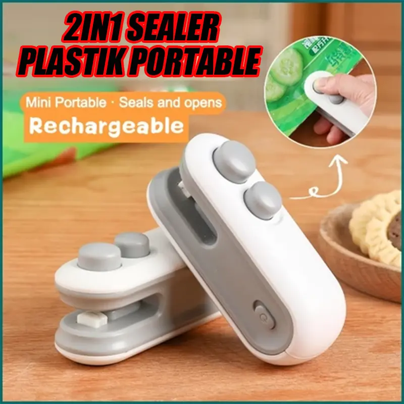 COD Mini Snack Hand Sealer Portable Sealer 2IN1 USB Rechargeable Alat Press Kemasan Plastik Pengemas Makanan Praktis