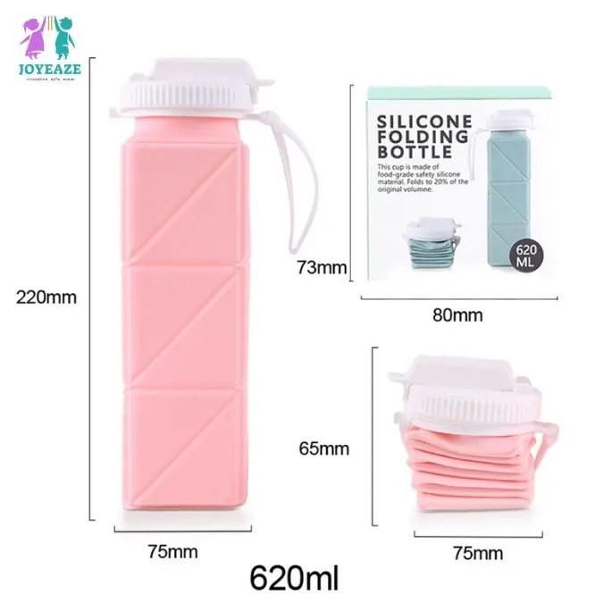 Joyeaze Portable Folded Silicone Water Bottle Straw & Drinking Bottle 620ml / Botol Minum Lipat Silikon Olahraga Umroh Naik haji Camping traveling Air 5