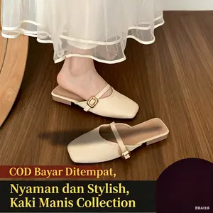 Sandal Jelly Wanita Karet Slop Wedges Kekinian Flatshoes Wanita