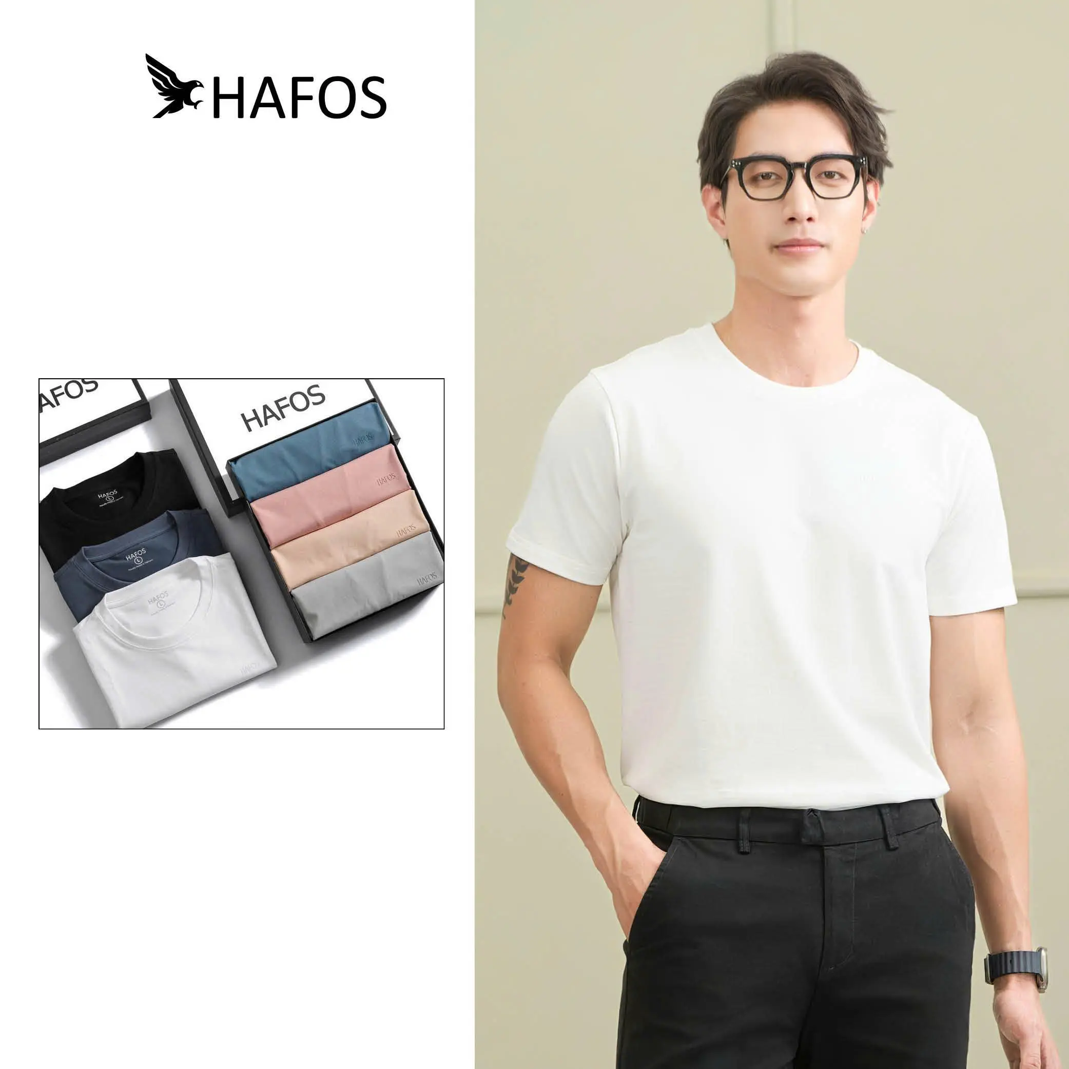Áo Thun trơn Nam hafos thun Cotton Spandex 4 chiều co giãn, ít nhăn. Áo Phông vải mềm mịn, mát lạnh, Thấm Hút Mồ Hôi, Form Regular Fit Hạn Chế Nhăn mặc đi chơi, hàng ngày