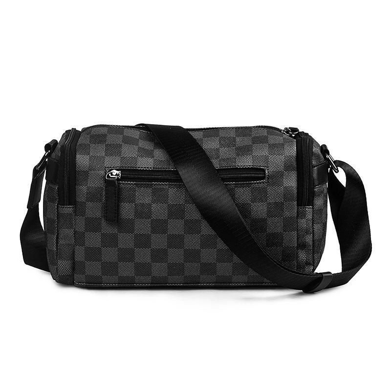 Product Introduction of Stylish Plaid PU Leather Men's Shoulder Casual Oblique Bag Simple Business Bag Square Bag 7