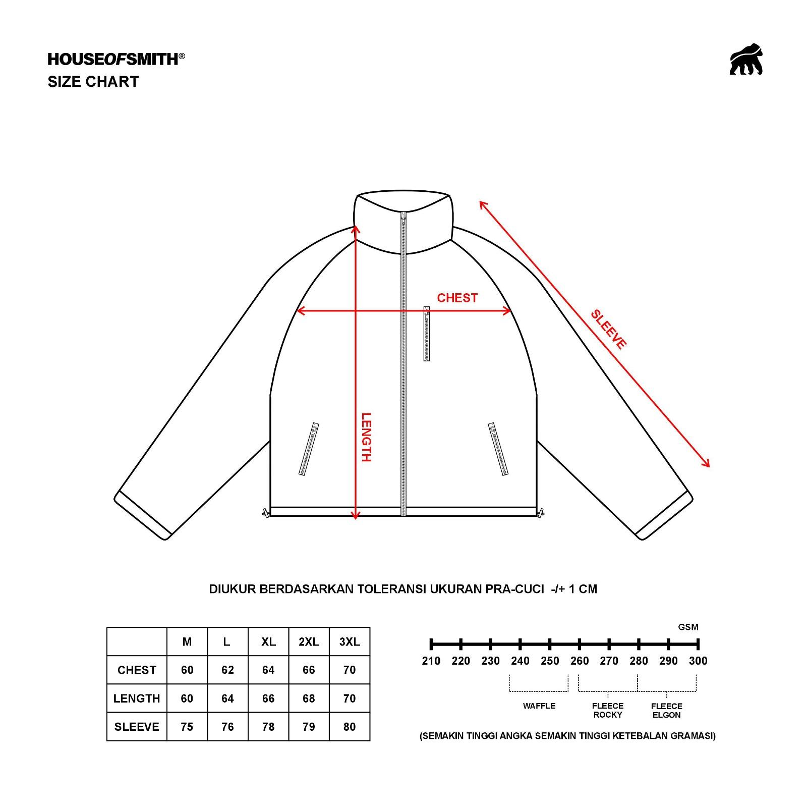 House of Smith Sherpa Jacket Dover Boxy Fleece Black - Jaket Boxy Pria