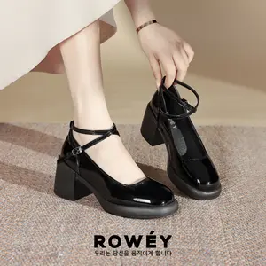 Rowey Sepatu Mary Jane Hak Tahu Mewah Woman Heels Shoes Priska
