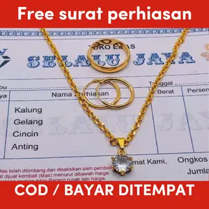 Bisa COD kalung nuri wanita emas muda free liontin dan cincin polos dan anting gifsi polos Perhiasan