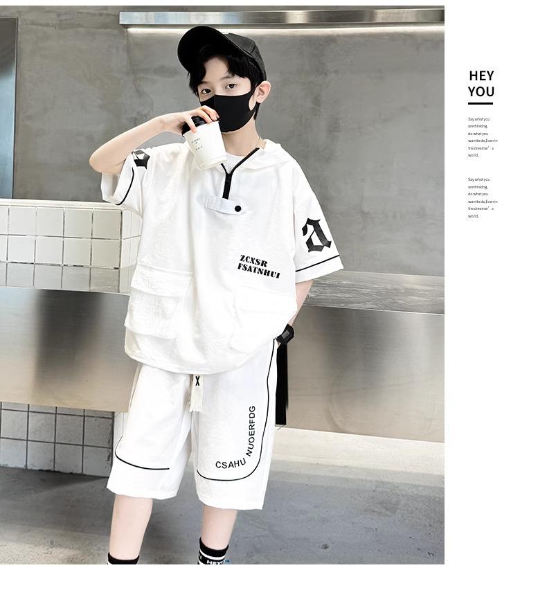 Product Introduction of Set Đồ Trẻ Em Cá Tính 2025 - Áo Hoodie Tay Ngắn + Quần Short Form Rộng | Size 120-180 24
