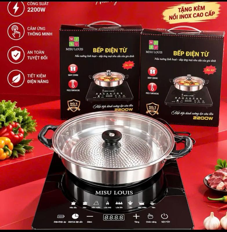 Bếp Từ Misu Louis, Công Suất 2200W, Thiết Kế Mới, 6 Chế Độ, Nóng Nhanh Và Đều Hơn