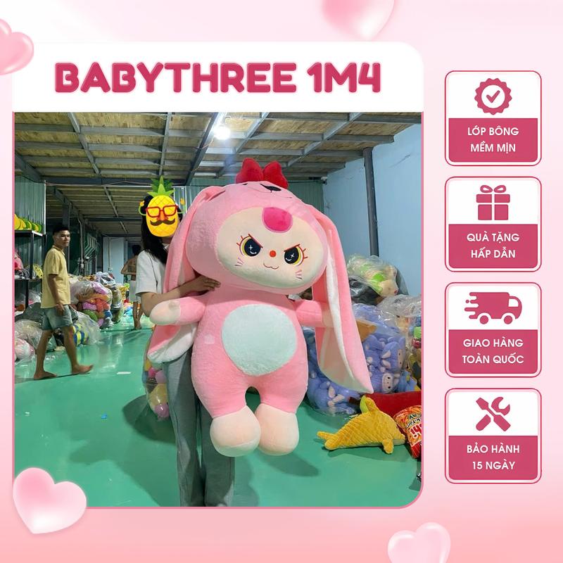  GẤU BÔNG XINH BABYTHREE MADE IN VIỆT NAM SIZE 1M4 KHỔNG LỒ ĐEO NƠ TAI THỎ  HOTTREND 