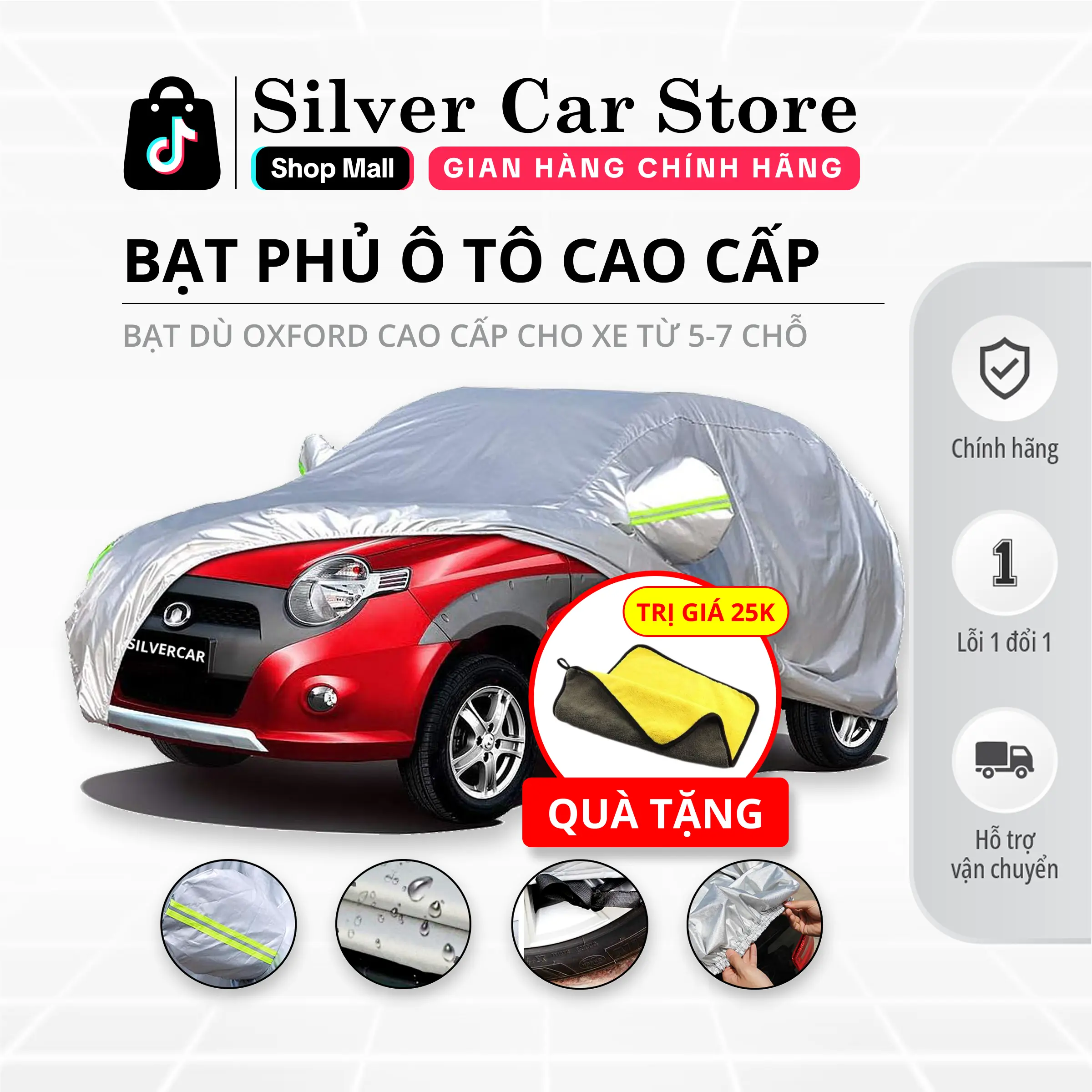 (Tặng Khăn Lau Xe )Bạt Phủ Xe Ô Tô Vải Dù Oxford Cao Cấp, Che Nắng Ô Tô Bảo Vệ Nội Thất
