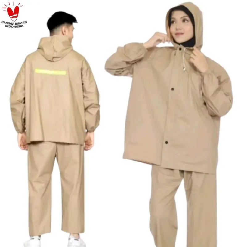 JAS HUJAN STELAN TERBAIK PRIA WANITA DEWASA BAHAN LENTUR PVC Waterproof Setelan Raincoat 0