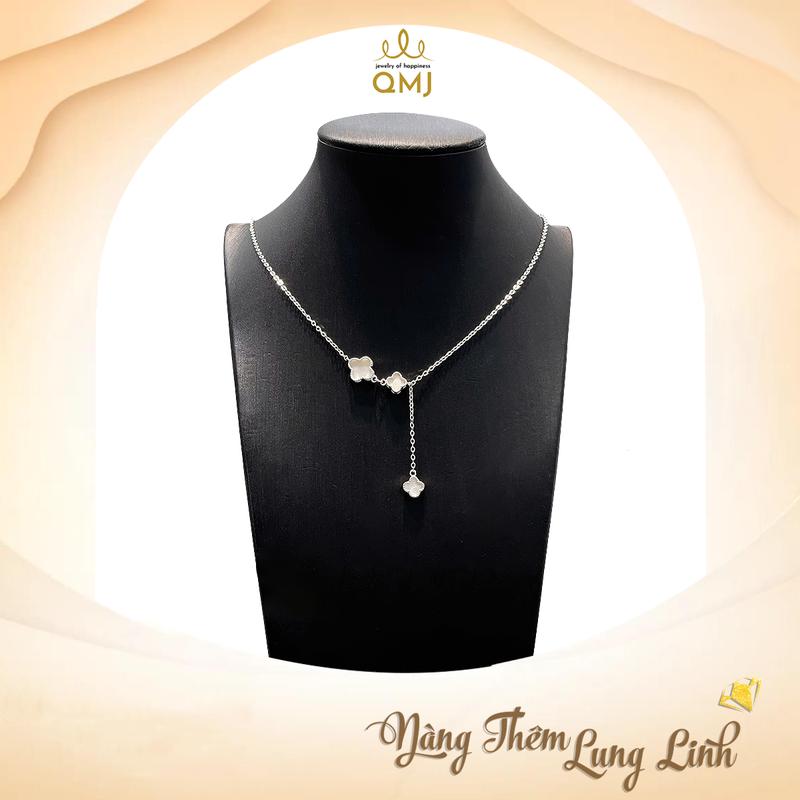 QMJ STORE - Q283 DÂY CHUYỀN CỎ THIẾT KẾ CHARM RƠI SANG TRỌNG CỎ HẠNH PHÚC bạc 925 cao cấp MÀU BẠC TRẮNG SÁNG (không xi kim)