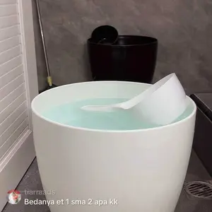 Pot Ember Plastik Roda 50 D-40 Mewah Model Keramik Polos Bahan Tebal Cocok Untuk Bak Mandi Toilet
