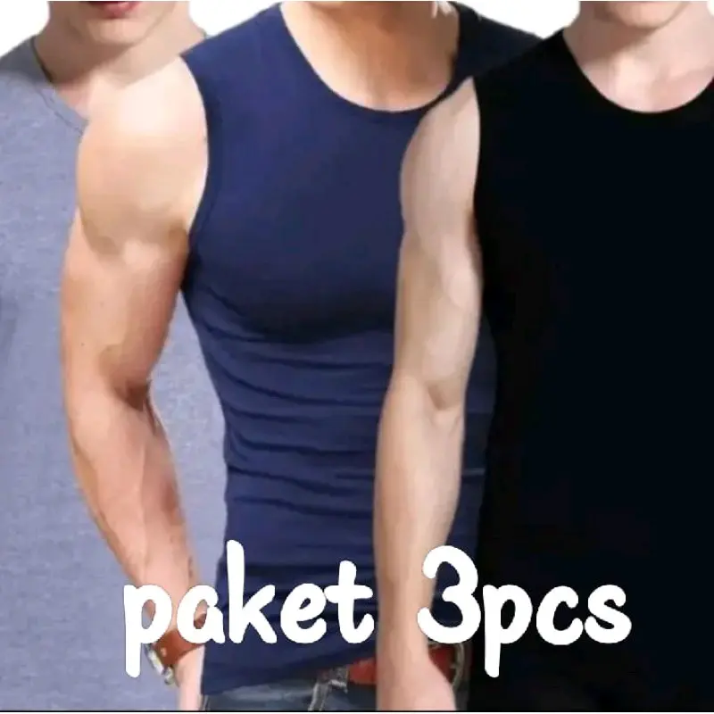 Paket 6 Pcs Kaos Baju Dalam Pria Singlet Yukensi Dewasa Polos Cotton Hitam Putih - Oblong, Tank, Katun, Atasan, Cowok Keren Slim Vit S-M-L-XL Fit warna mix kutang 3