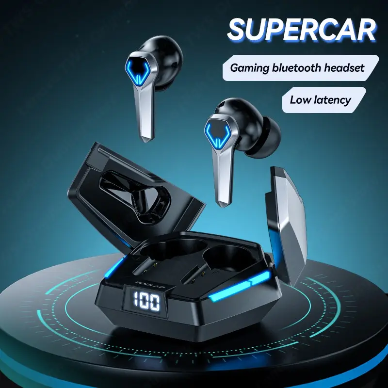 Tai ngheTWS chơi game Bluetooth 5.3, tai nghe Bluetooth game thủ chuyên nghiệp có độ trễ thấp với Mic 9D, âm thanh nổi HD, cuộc gọi HiFi