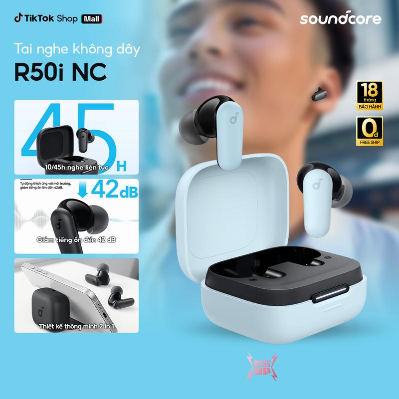 Tai nghe Bluetooth Soundcore R50i NC P30i chống ồn ANC|40 giờ phát nhạc| IP54| Dịch thuật AI trên App |Tai nghe gaming- Tai nghe không dây - Tai nghe bluetooth tốt pin trâu- Bảo hành 18 tháng- Hàng chính hãng