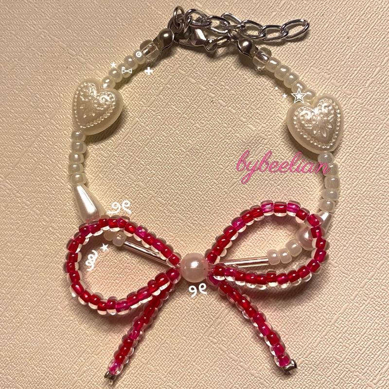 RIBBON SERIES | Pink dan Red | Beads Bracelets | gelang manik lucuuuu 1