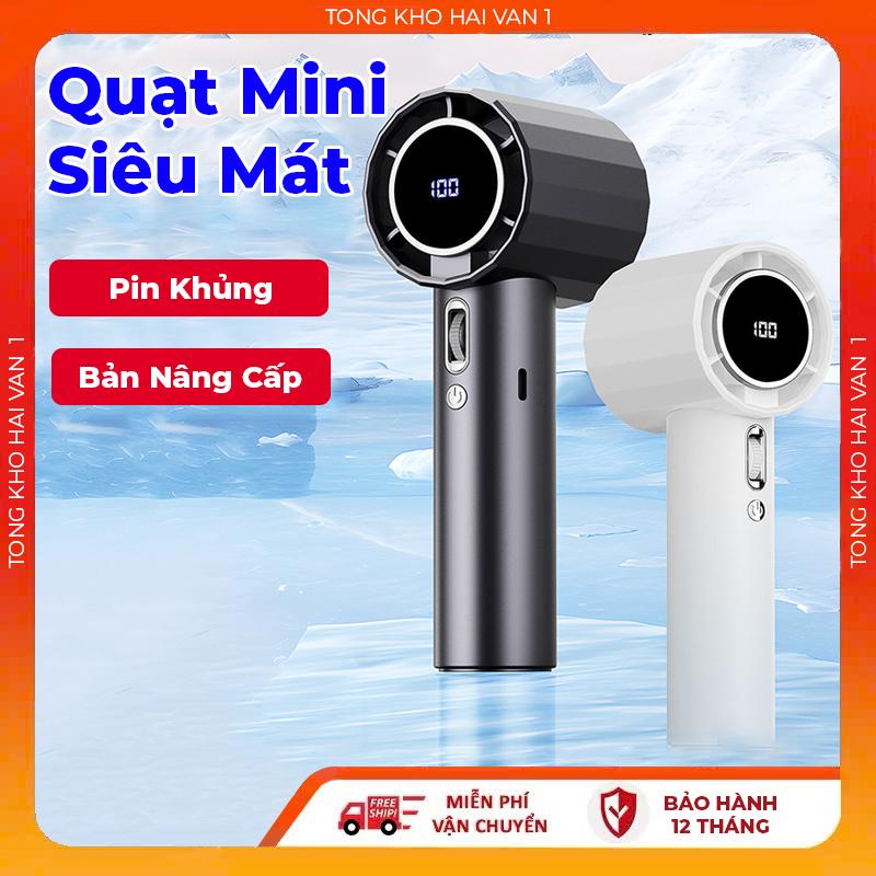 quạt  cầm tay mini 100 cấp gió GS9 quạt phản lực di động Turbo 6000mAh màn hình led hiển thị pin, sạc usb, pin tích điện