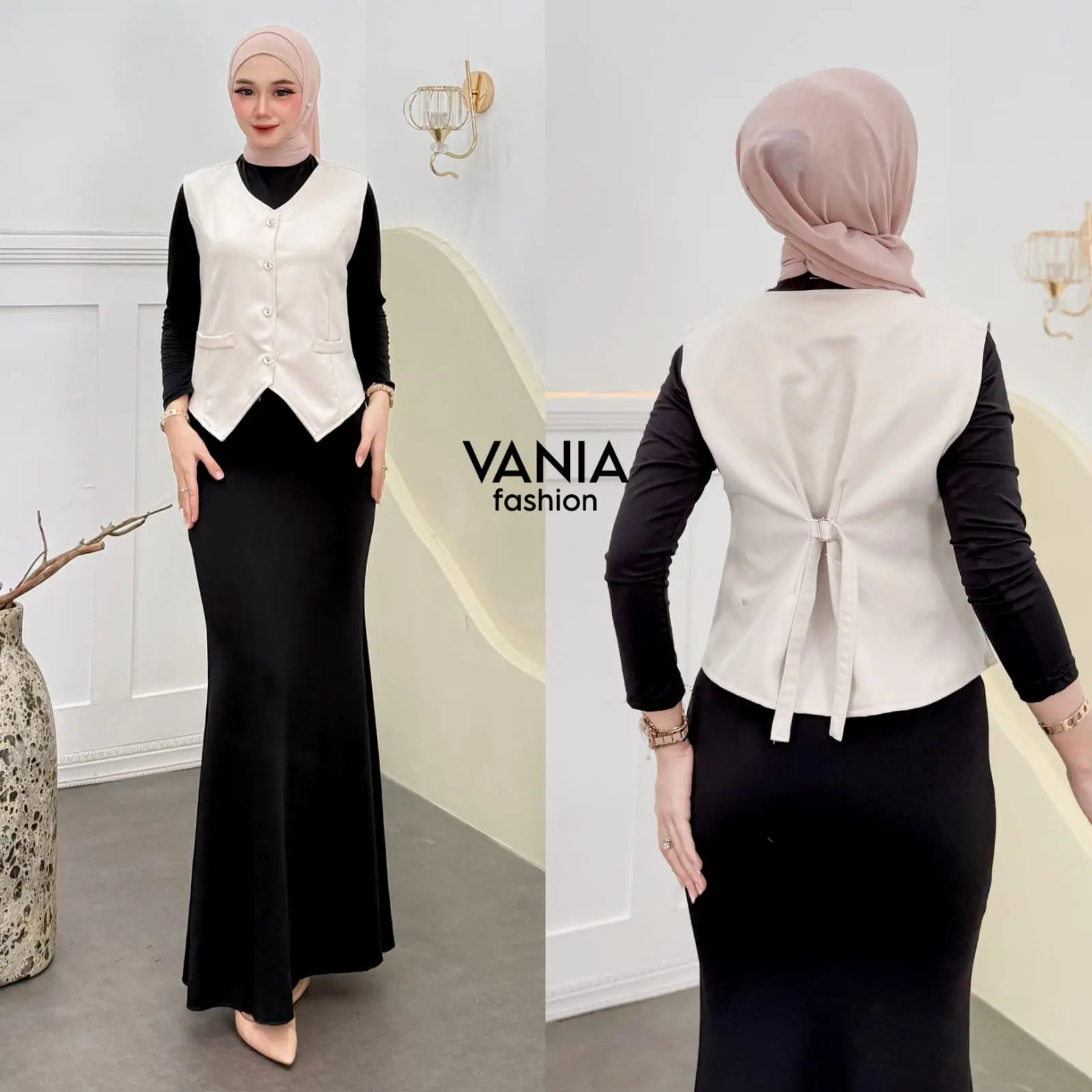 Vania Fashion EVI VEST Vest Basic Wanita Semiwol Atasan Crop Casual Ukuran SL ML LL Bahan Semiwol Gaya Santai untuk Usia 10-15 Tahun