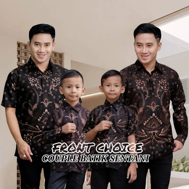FRONT CHOICE - TERBARU COUPLE SWEET BATIK COUPLE AYAH DAN ANAK LAKI LAKI - BATIK PRIA LENGAN PANJANG WARNA HITAM MOTIF SENTANI TERLARIS 0