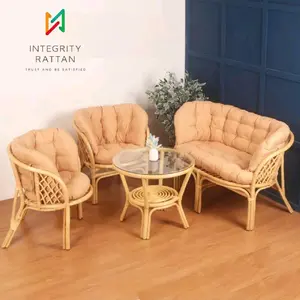 Set Kursi Sofa Bahama Rotan Alami Minimalis Bantal Empuk - Furniture, Natural Soft