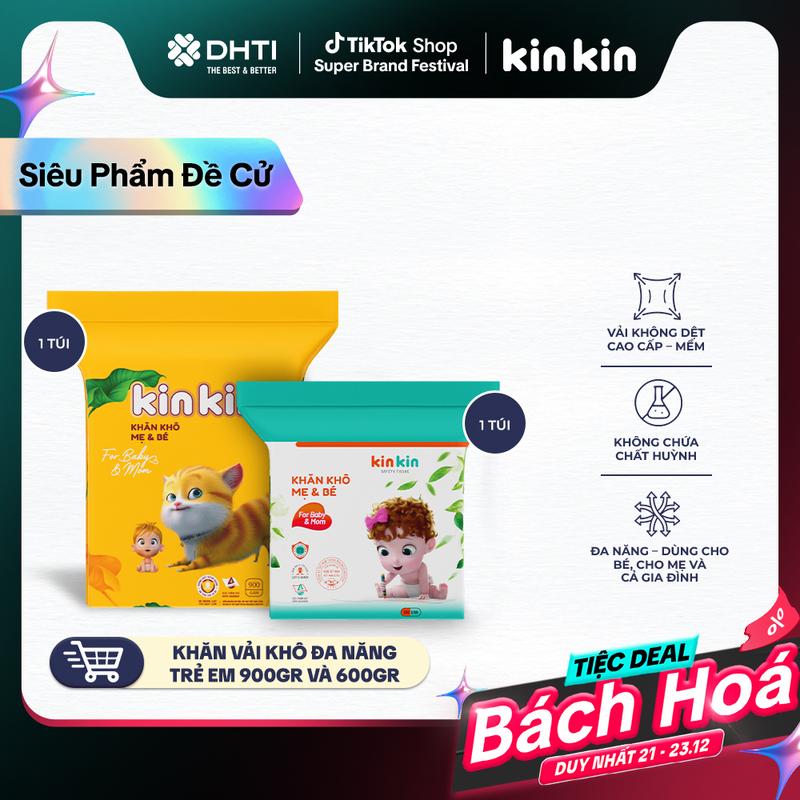  Khăn vải khô đa năng mẹ và bé Kin Kin tiết kiệm cho mẹ an toàn cho bé túi 600gr  900gr 