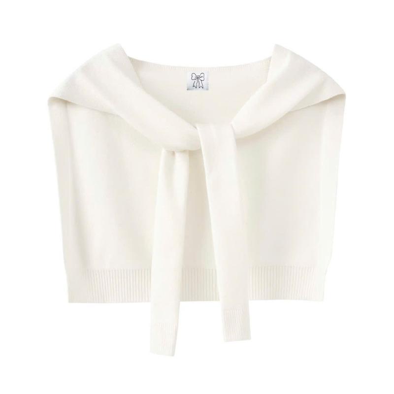 TINGOAN - Áo khoác choàng len xù mỏng buộc cổ (phụ kiện) không bao gồm áo