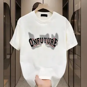 Kaos hitam trendi untuk pria dan wanita, gaya musim panas, retro Amerika, longgar, melangsingkan, serbaguna. Atasan lengan pendek bermotif, gaya high-street.