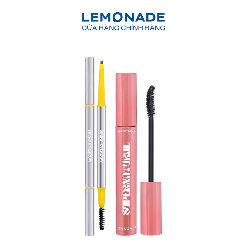 Combo 01 Chuốt mi Lemonade SuperNatural Mascara 7.5g và 01 Chì kẻ mày siêu mảnh lâu trôi Lemonade Micro Eyebrow 0,1g