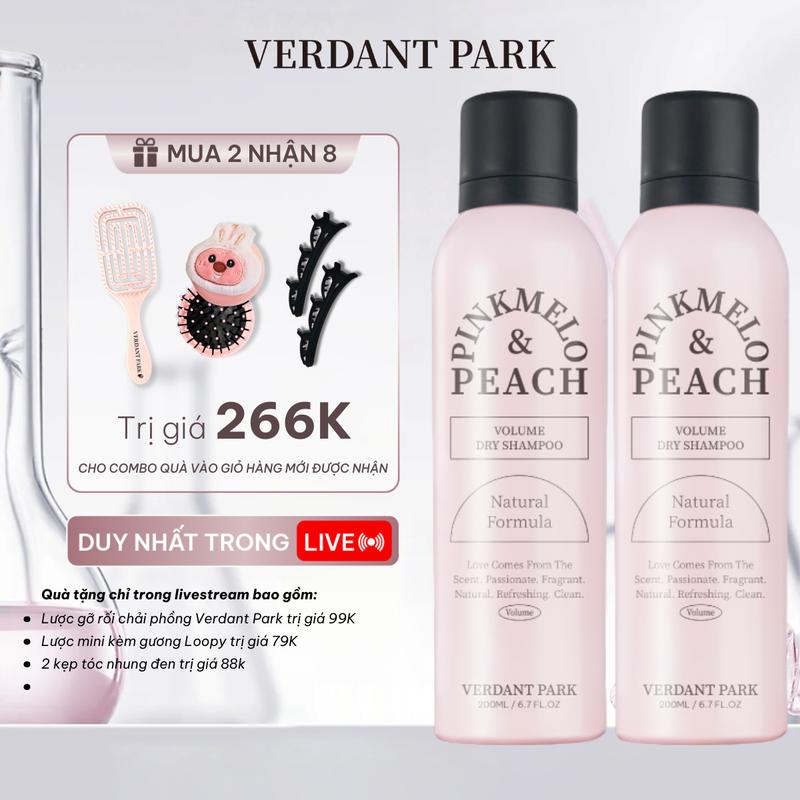 Combo xịt khô phồng tóc VERDANT PARK dầu gội khô kiềm dầu lâu bết mùi Pinkmelo Peach Bluebell Cedar Jadeitea Amber COMBO34 VDPK03 VDPK04 Nữ Women