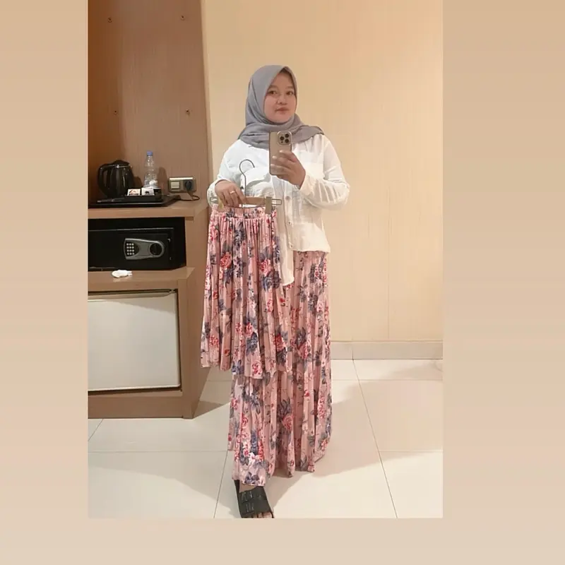 Rok panjang plisket premium couple rok anak sampai dewasa rok motif bunga mawar 2