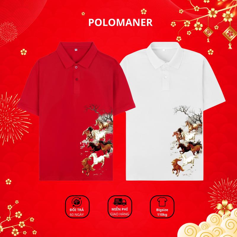 TẾT 2026 COMBO 2 ÁO Polomaner Áo Polo Ngựa Viền Nam Chất Liệu CVC Cá Sấu Co Giản Thấm Hút Mồ Hôi Trẻ Trung Dễ Phối Đồ - NGỰA MÃ ĐÁO