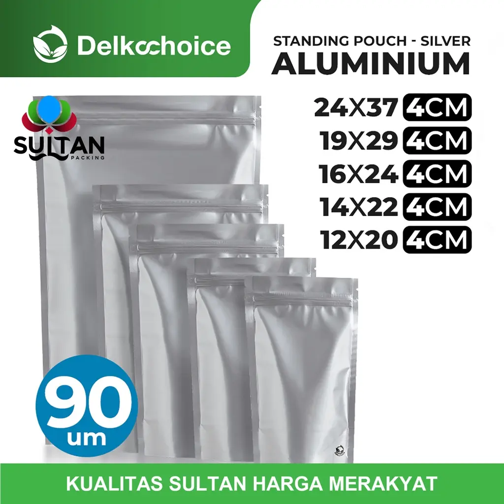 Standing Pouch Full Alumunium Super Silver Non Window Kemasan Makanan
