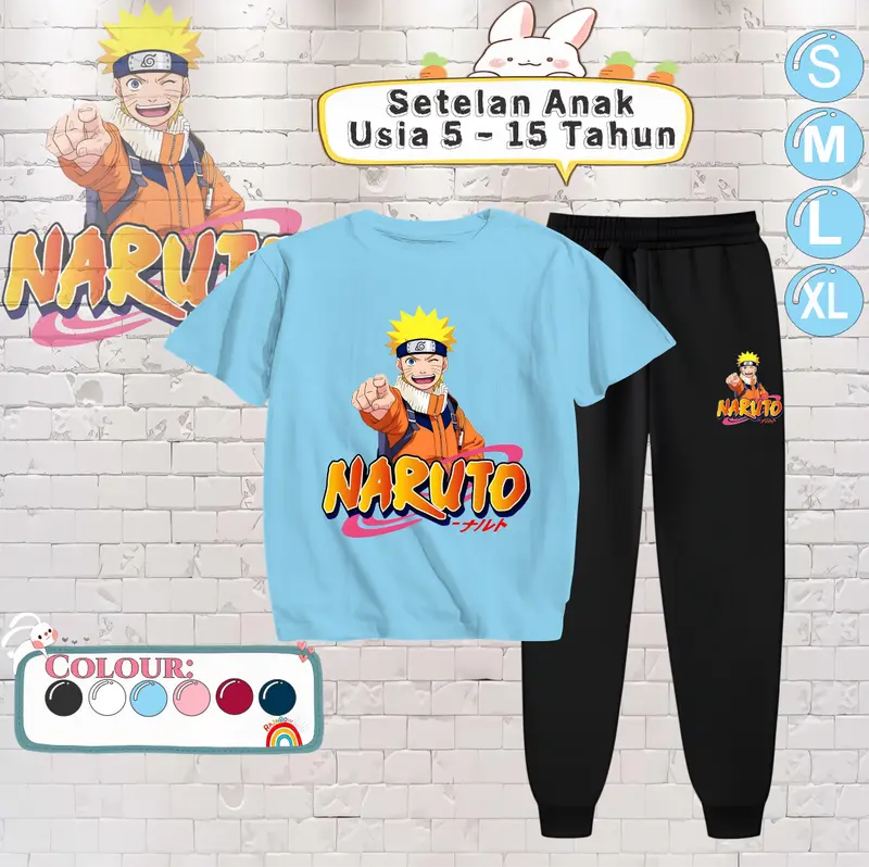 Setelan Anak Laki Laki UZUMAKI NARUTO - Baju Kaos dan Celana Fashion Motif Terbaru Usia 5-15 Tahun [BISA COD] 0