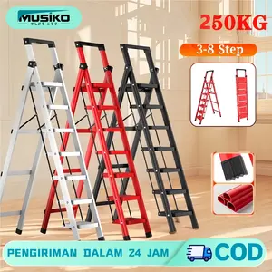 Tangga Lipat Musiko Besi Anti Karat 3/4/5/6/7/8 Step Tinggi 215cm Lebar 27cm Kapasitas 250kg Bonus Braket COD Nasional