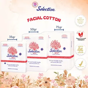 KAPAS SELECTION Facial Cotton Kotak 35gr | 50gr | 75gr, yang berfungsi untuk membersihkan Wajah