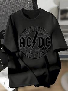 Camiseta de Manga Corta Negra con Estampado AC DC High Voltage 1975 Rock and Roll para Hombre y Mujer Ideal para Eventos de Música Rock y Ocio Diario
