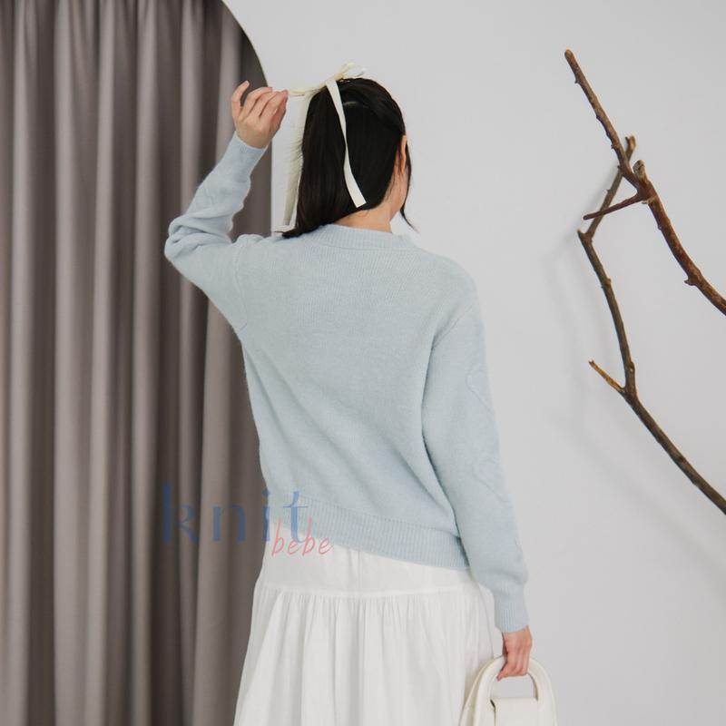 KNITBEBE - SOHEE Atasan Sweater Cardigan Rajut Motif Heart Knit Top 3